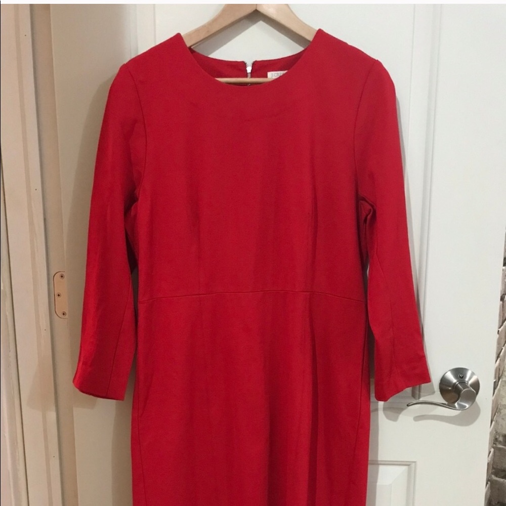 J Crew Red Zip Ponte Sheath Dress